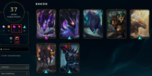 conta mono khazix atual master ex grao mestre com todas skin - League of Legends LOL