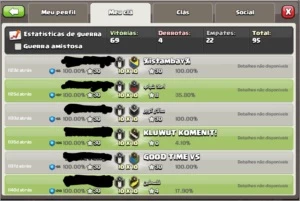 Clã de Clash of clans Nv 6 excelente histórico