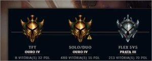 Conta 490 gold, platina na passada e dimond na retrasada. - League of Legends LOL