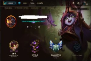 Conta League of legends, Diamante 5 , 44 Champs, 6 Skins LOL
