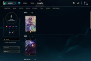 Conta League of legends, Diamante 5 , 44 Champs, 6 Skins