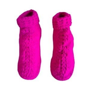Pantufa de Lã Infantil Rosa 18 - Artesanato e Personalizados