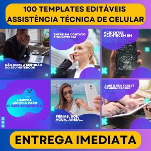 Pack Artes Canva Assistência Técnica Celular – 100 Templates - Others