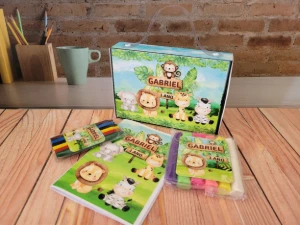 Kit Colorir e Modelar Safari com Caixinha Maleta - Artesanato e Personalizados