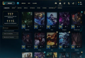 Conta D1 com TODOS os champs e 442 Skins + 17 Prestigios - League of Legends LOL