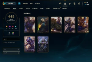 Conta D1 com TODOS os champs e 442 Skins + 17 Prestigios - League of Legends LOL