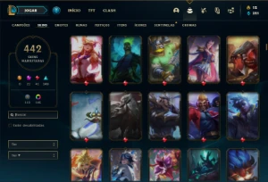 Conta D1 com TODOS os champs e 442 Skins + 17 Prestigios - League of Legends LOL