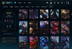 Conta D1 com TODOS os champs e 442 Skins + 17 Prestigios - League of Legends LOL