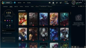 Conta LVL 341 - OURO IV + Todos Campeões + 159 Skins - League of Legends LOL