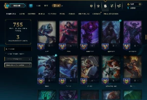 Unranked com TODOS os Champs e 178 Skins +1 Rara + Icones - League of Legends LOL