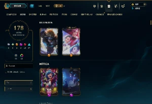 Unranked com TODOS os Champs e 178 Skins +1 Rara + Icones - League of Legends LOL