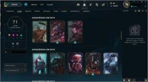 Conta league of legends Platina 3 com 71 skins LOL