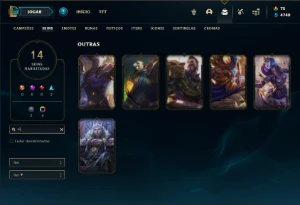 Conta Platina 1 com 50 Champs e 14 Skins ( 6 Vitoriosas ) - League of Legends LOL