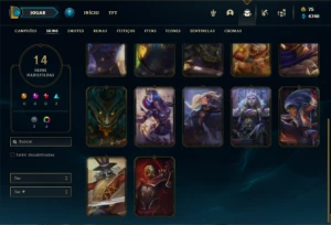 Conta Platina 1 com 50 Champs e 14 Skins ( 6 Vitoriosas ) - League of Legends LOL