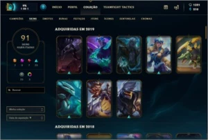 Nvl. 174 - Platina 3/Falta 1 Champ/91 Skins - League of Legends LOL