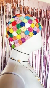 Touca Feminina de Crochê Florida - Artesanato e Personalizados