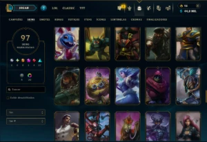 Ouro 4 com 115 Champs e 97 Skins +1 Prestigio ( MID / ADC ) - League of Legends LOL