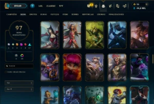 Ouro 4 com 115 Champs e 97 Skins +1 Prestigio ( MID / ADC ) - League of Legends LOL