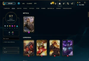 Ouro 4 com 115 Champs e 97 Skins +1 Prestigio ( MID / ADC ) - League of Legends LOL