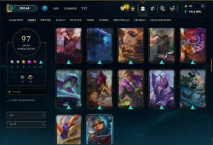 Ouro 4 com 115 Champs e 97 Skins +1 Prestigio ( MID / ADC ) - League of Legends LOL