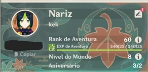Conta AR 60 com 18 personagens t5 e 7 armas t5 - Genshin Impact