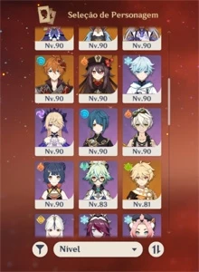 Conta AR 60 com 18 personagens t5 e 7 armas t5 - Genshin Impact