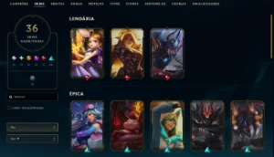 Nível 191, Prata Iv, 119 Champs E 36 Skins - League of Legends LOL