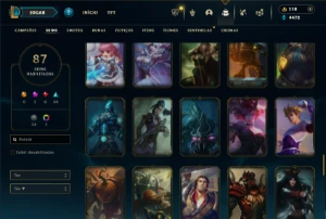 Prata 1 com 150 Champs e 87 Skins - League of Legends LOL