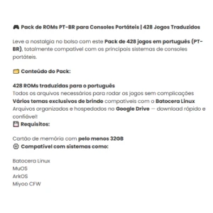 Pack De Roms Pt-Br Para Consoles Portáteis - Outros