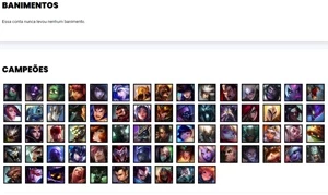 Conta unranked com 70 Champs e 49 Skins - League of Legends LOL