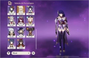 Ar49 Raiden shogun + cortadora, Xiao, Mona, Diluc e Atlas - Genshin Impact