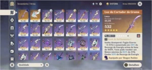 Ar49 Raiden shogun + cortadora, Xiao, Mona, Diluc e Atlas - Genshin Impact