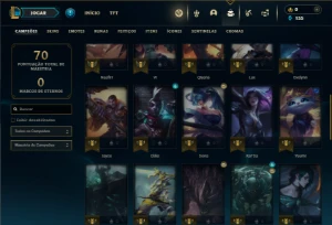 Prata 1 com 45 Champs e 16 Skins + 2 Fragmentos - League of Legends LOL