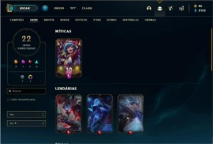 Conta prata 1 com 38 Champs e 22 Skins (Ex Platina) - League of Legends LOL