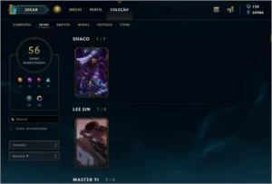 Conta de lol com 141 champs e 56 skins - League of Legends