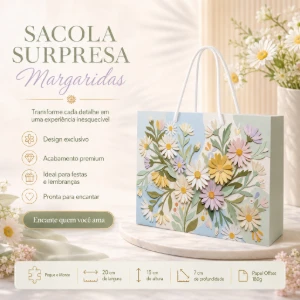 Kit 15 Sacolinhas Margaridas - Pegue e Monte - Artesanato e Personalizados