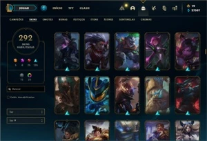 Conta Prata 1 com TODOS os champs e 292 Skins + 4 Prestigios - League of Legends LOL