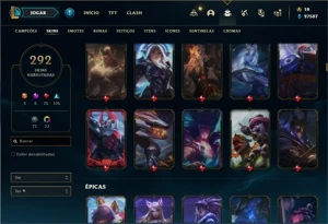 Conta Prata 1 com TODOS os champs e 292 Skins + 4 Prestigios - League of Legends LOL