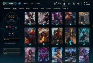 Conta Prata 1 com TODOS os champs e 292 Skins + 4 Prestigios - League of Legends LOL