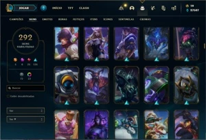 Conta Prata 1 com TODOS os champs e 292 Skins + 4 Prestigios - League of Legends LOL