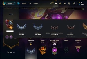 Conta Prata 1 com TODOS os champs e 292 Skins + 4 Prestigios - League of Legends LOL