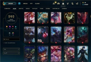 Conta Prata 1 com TODOS os champs e 292 Skins + 4 Prestigios - League of Legends LOL