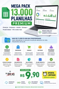 📊 Mega Pack 13.000 Planilhas Premium
