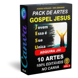 Pack Canva Gospel Jesus Vol 2 - 10 Artes Editáveis - Serviços Digitais