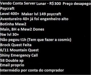 Conta Lunar lvl 400+ - PokeXGames PXG
