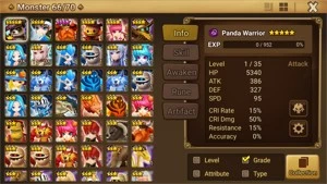 Reroll Summoners War lvl10 com Panda Dark Mi Ying