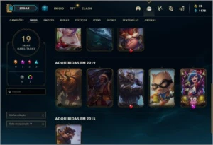 Conta MESTRE com 19 skins e 55 champs - League of Legends LOL