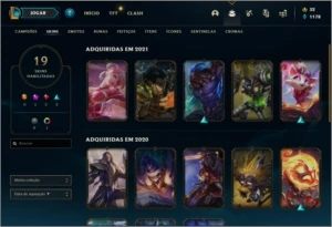 Conta MESTRE com 19 skins e 55 champs - League of Legends LOL