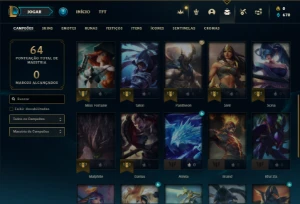 Platina 4 com 28 Champs e 2 Skins + 25 Espolios - League of Legends LOL