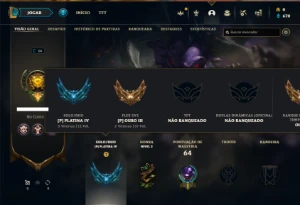 Platina 4 com 28 Champs e 2 Skins + 25 Espolios - League of Legends LOL